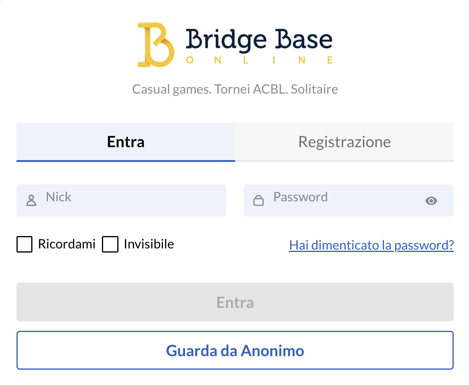 Per giocare su BBO